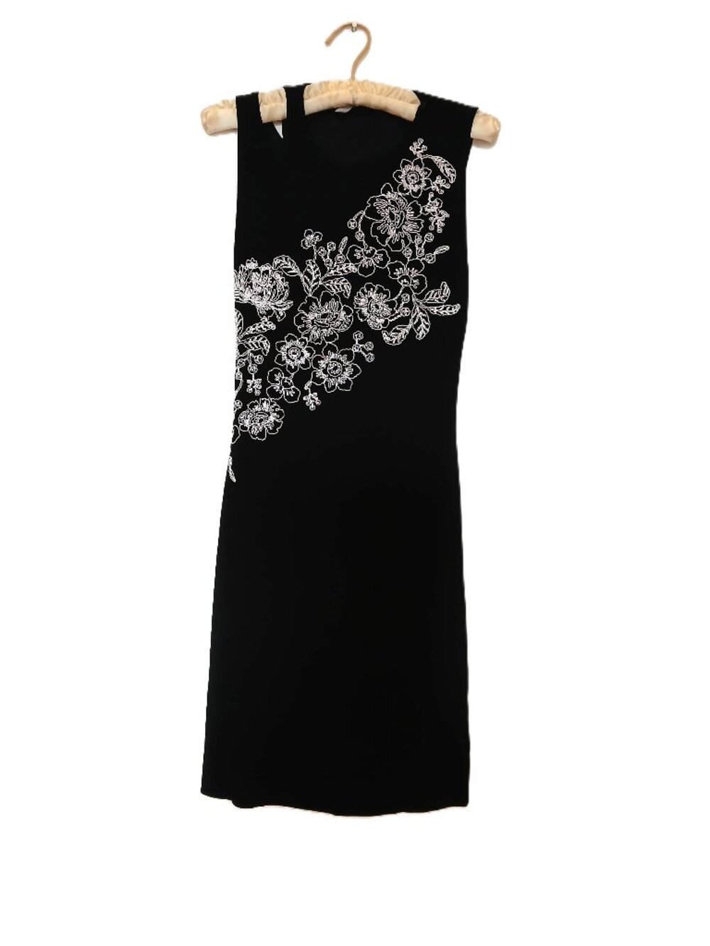 "Guess" Black Classic Dress With Cut-Out Back and Floral Embroidery Size SM - Picture 2 of 7